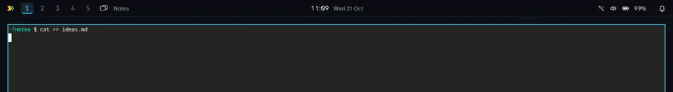 Typing in a terminal while the bell on the bar counts three notifications and nothing pops up. At the pause, one card appears: 3 while you were typing.